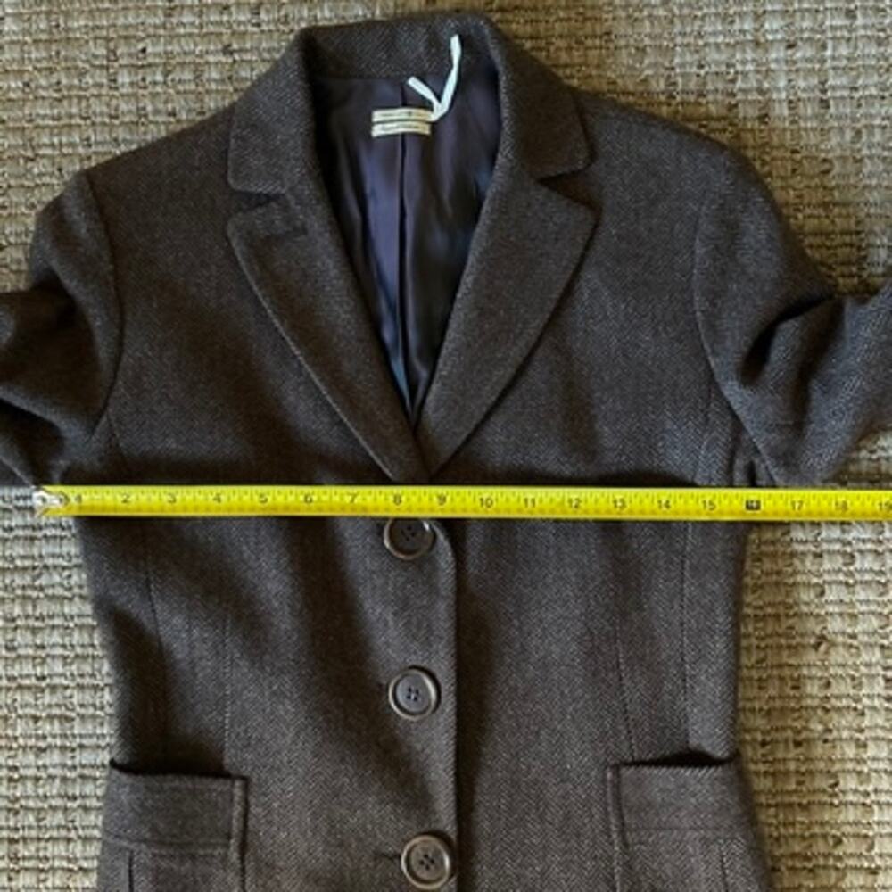 Vintage 90s Max Studio Special Edition Brown Herringbone Wool Blazer Small - Picture 6 of 12